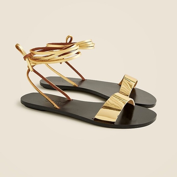 J. Crew Shoes - J.Crew new Carsen made in Italy lace up sandals in metallic leather